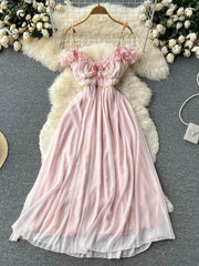 SINGREINY Ruffles Sexy Women Beach Dress Summer 2022 Flower Slim Backless V Neck Zipper Vacation Ladies A Line Long Dresses