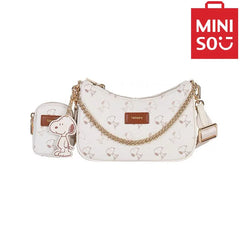 MINISO Women's Snoopy Co branded High end 3-in-1 Shoulder Bag with Adjustable Wide Shoulder Strap Underarm Bag New Crossbody Bag