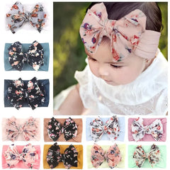 3 pçs bebê headbands bonito flor impressão elástica meninas faixas de cabelo infantil criança turbante acessórios para o cabelo do bebê